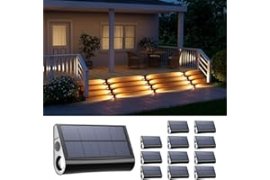 ROOPURE 12 Pack Solar Powered Stair Lights Outdoor Waterproof Warm White Lamp for Deck Step Safety Outside Decorative LED for BackYard, Porch Step, Walkway, Garden, Pool, Easy Installation & Enhanced Ambiance