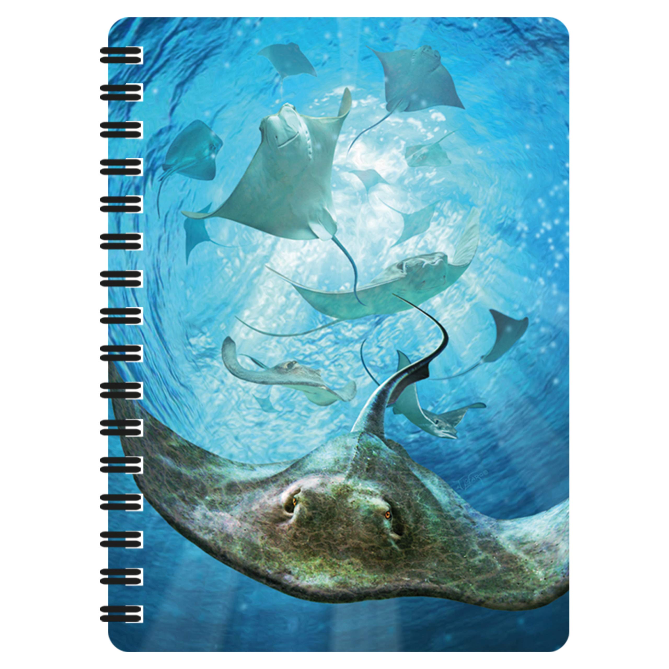 3D LiveLife Jotter - Sting Rays from Deluxebase. Spiral Bound A6 Notebook with 80 Plain Recycled Pages. Pocket Sized Animal Notepad, Journal or Drawing Book with Ocean Cover — image 1