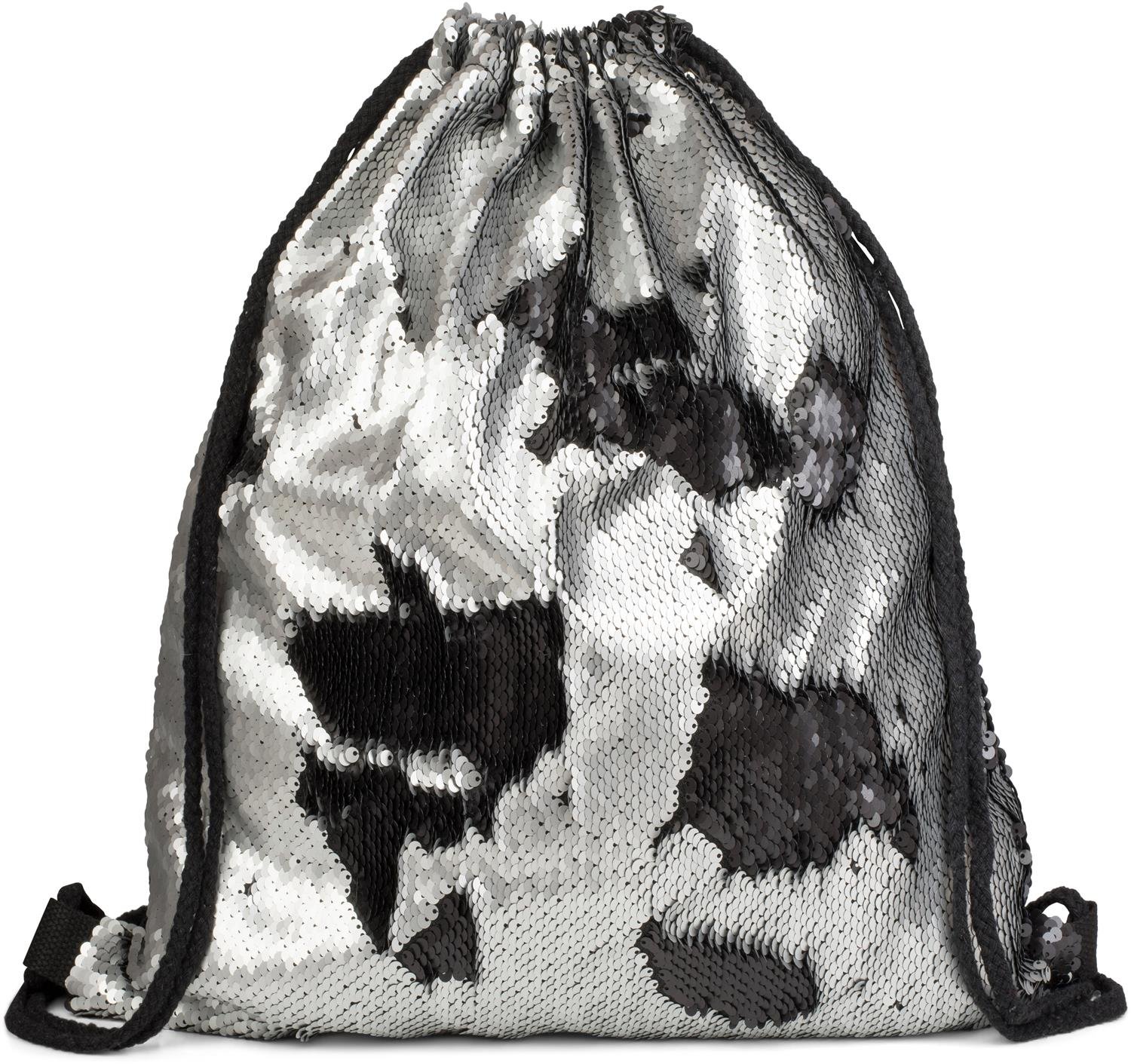 styleBREAKER hipster gym bag with sequins, rucksack, sports bag. bag, unisex 02012110, Colour:Silver/Black
