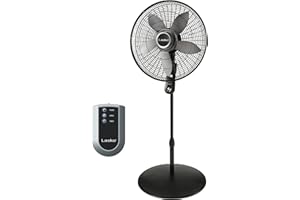 Lasko Oscillating Pedestal Fan, Adjustable Height, Timer, Remote Control, 4 Speeds, Floor Fans for Home Bedroom, Living Room, and Home Office, 20", Black, S20620