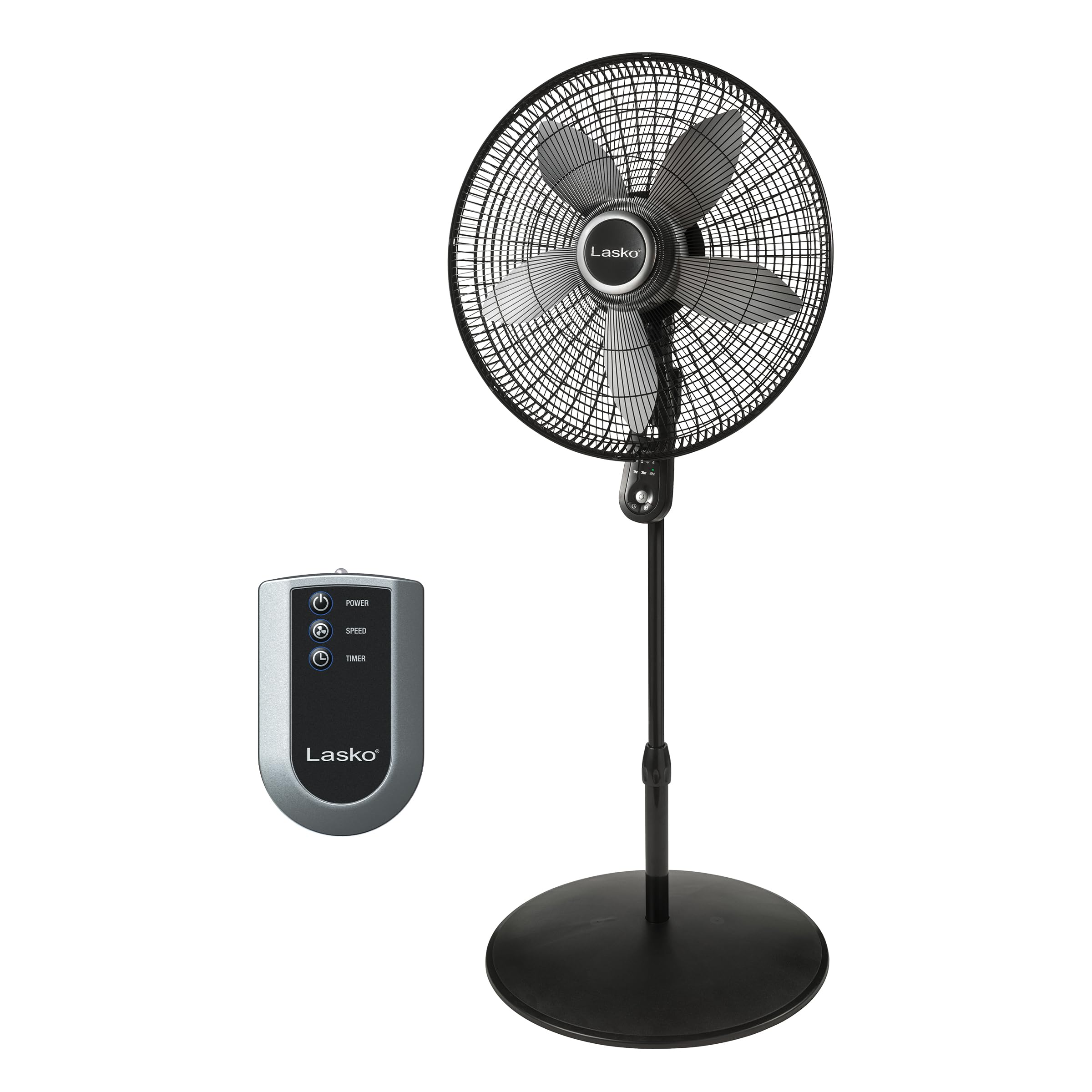 Photo 1 of Lasko Oscillating Pedestal Fan, Adjustable Height, Timer, Remote Control, 4 Speeds, Floor Fans for Home Bedroom, Living Room, and Home Office, 20", Black, S20620