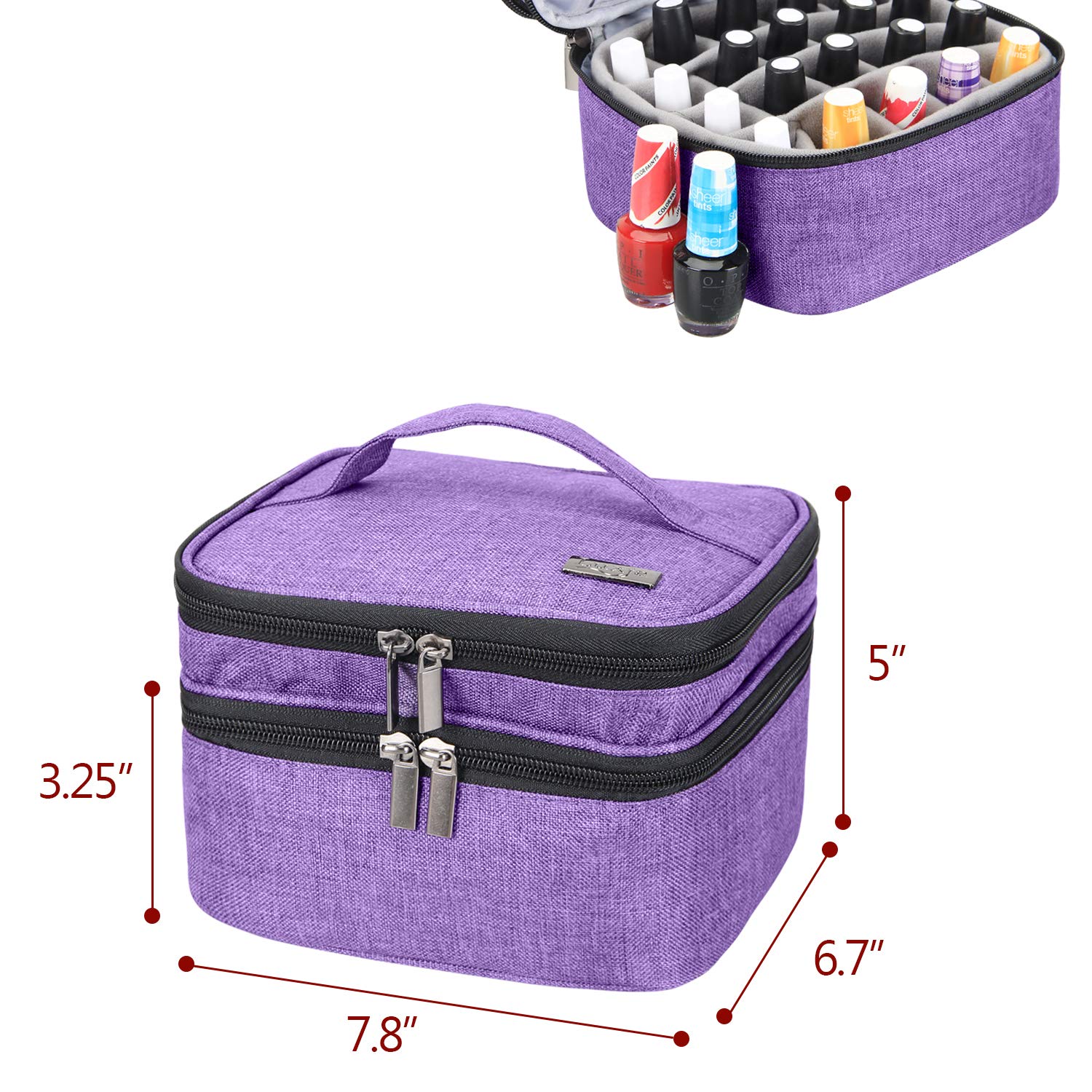 Luxja Nail Polish Carrying Case - Holds 20 Bottles (15ml - 0.5 fl.oz), Double-layer Organizer for Nail Polish and Manicure Set, Purple : Beauty