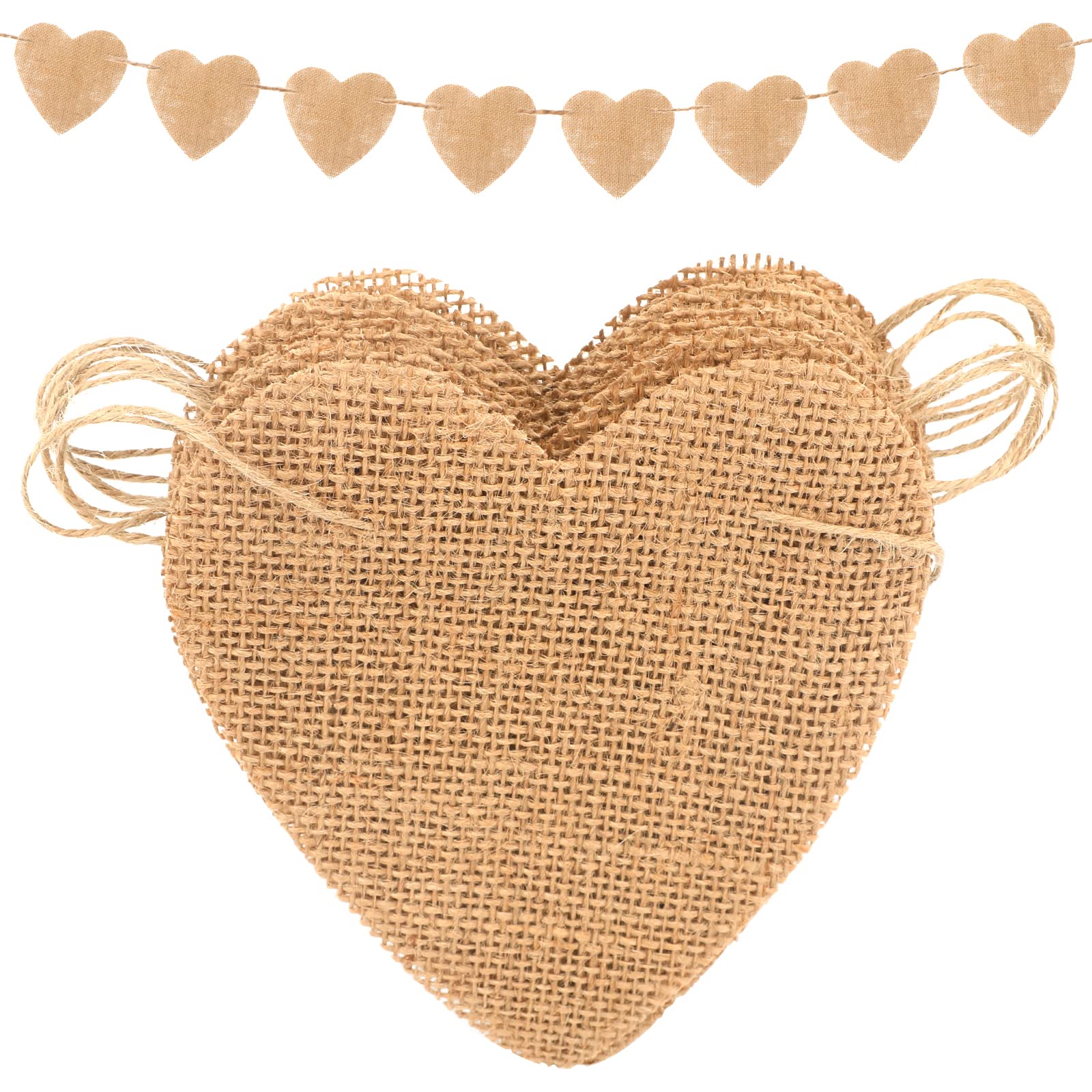 Photo 1 of GCQQ Valentine's Day Heart Shaped Burlap Banner, No DIY, 15Pcs 5"x6" Garland, Jute Decor for Valentine's Day, Engaged, Weddings, Baby Shower