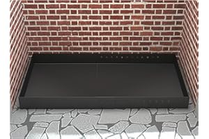 Flehomo Adjustable Fireplace Tray, 13 Inch Front to Back with Adjustable Length Galvanized Steel Ember Holder with Powder Coating, Expandable Ash Pan for Ash Collection, Black Color, Rectangle