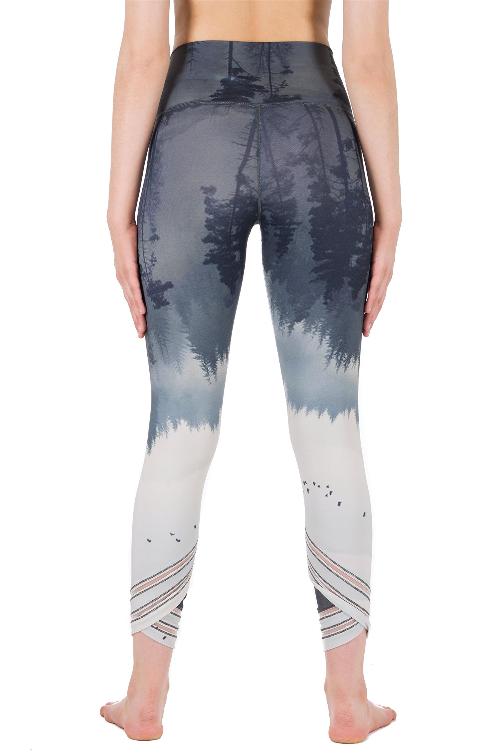 icyzone Womens Capri Workout Pants Yoga Pants Active Running Leggings (L, DARK FOREST)