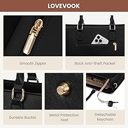 LOVEVOOK Laptop Tote Bag for Women,Leather Work