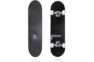 80Six Adult and Youth Skateboard with 54mm Urethane Wheels and Carbon Steel Bearings