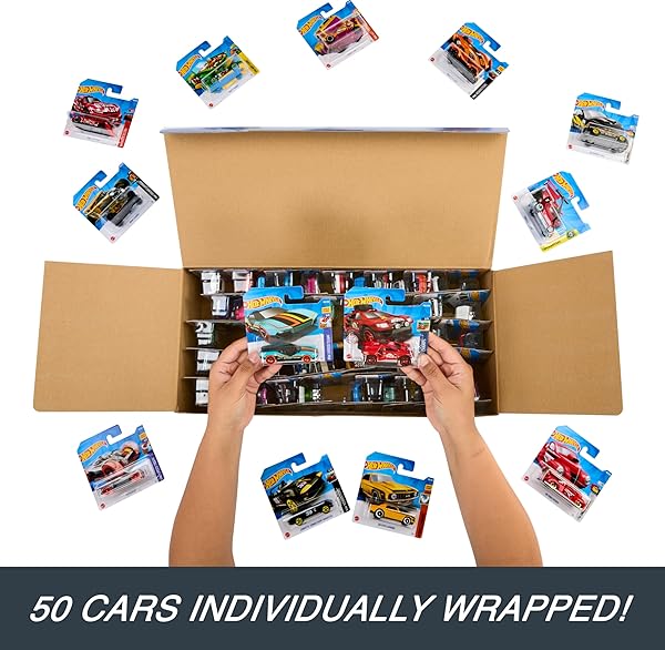 HOT WHEELS TOY CARS & TRUCKS, 50-PACK OF 1:64 SCALE VEHICLES, INDIVIDUALLY PACKAGED (STYLES MAY VARY)