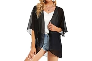JOELLYUS Womens Kimono Beach Cover Up Chiffon Cardigan Floral Tops Loose Capes