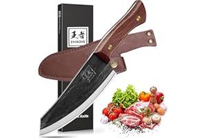 ENOKING Nakiri Knife, 6.6 Inch Meat Cleaver Vegetable Kitchen Knife Hand Forged Japanese Chef Knife High Carbon Steel Choppin