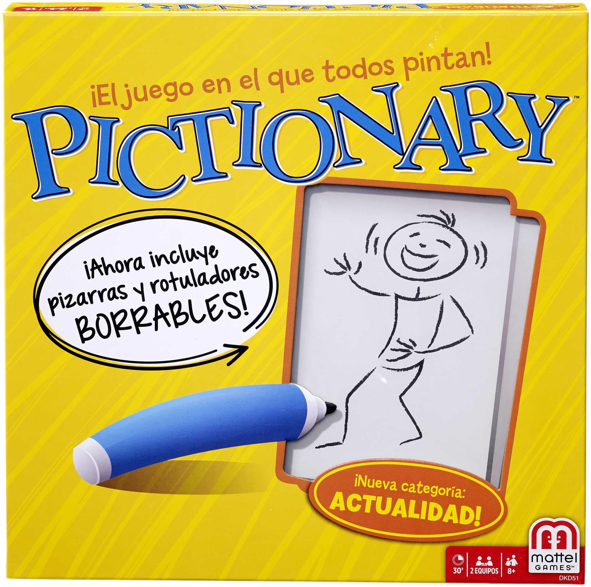Pictionary Drawing Game, Board Game for Family, Kids, Teens and Adults, with Dry Erase Boards, Markers, Adult Clue Cards and Junior Clue Cards, Makes a Great Gift for 8 Year Olds and Up, DRY37