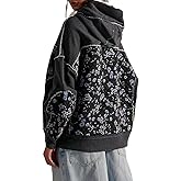 JINZIYINZI Hoodies for Teen Girls Long Sleeve Flower Hibiscus Graphic Print Pullover Sweatshirt Cute Floral Oversized Hoodie