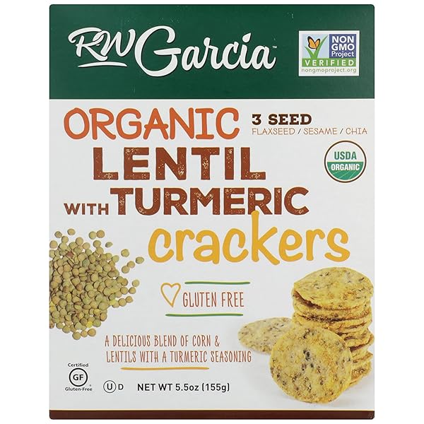 RW GARCIA ORGANIC LENTIL TURMERIC CRACKERS, 5.5 OZ