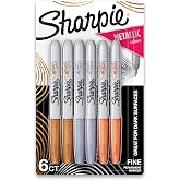 Sharpie Metallic Permanent Markers, Fine Point, Assorted Metallic, 6 Count