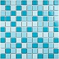 Tile Generation 1" x 1" Square Creamy Blue Porcelain Polished Floor & Wall Tile & Pool Tile Mosaic 11-3/4 in. x 11-3/4 in. x 6mm (Thickness) 1 Sheet=0.97 sq ft