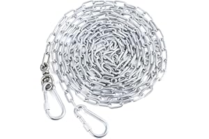 Libbipaw Heavy Duty 10FT Galvanized Dog Chain for Yard, Chew Proof Rust Resistant Tie Out Cable with 360° Swivel Hook, Tangle Free Runner Leash for Dogs up to 100lbs (3MM 10FT)