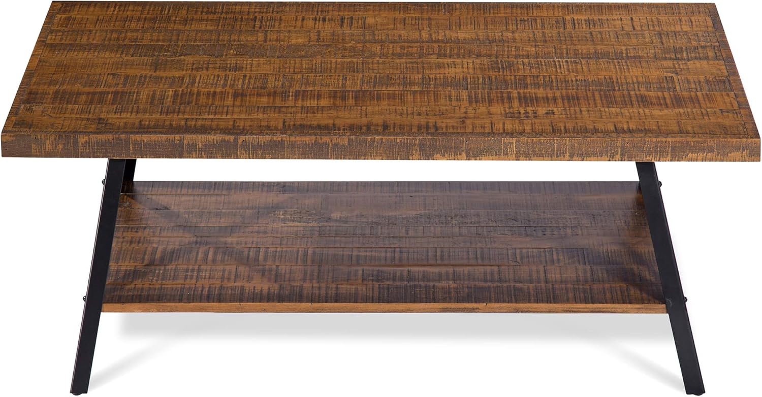 Olee Sleep 46" Cocktail Wood & Metal Legs Coffee Table, Rustic Brown: Furniture & Decor