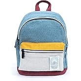 DIME BAGS Mini Hemp Backpack, Made with 100% Nepali Hemp, Travel Bag with Adjustable Padded Straps & Hidden Pocket, Eco-Friendly Daypack for Everyday Use, Unisex, Naturals Mystic (Boho Blue)