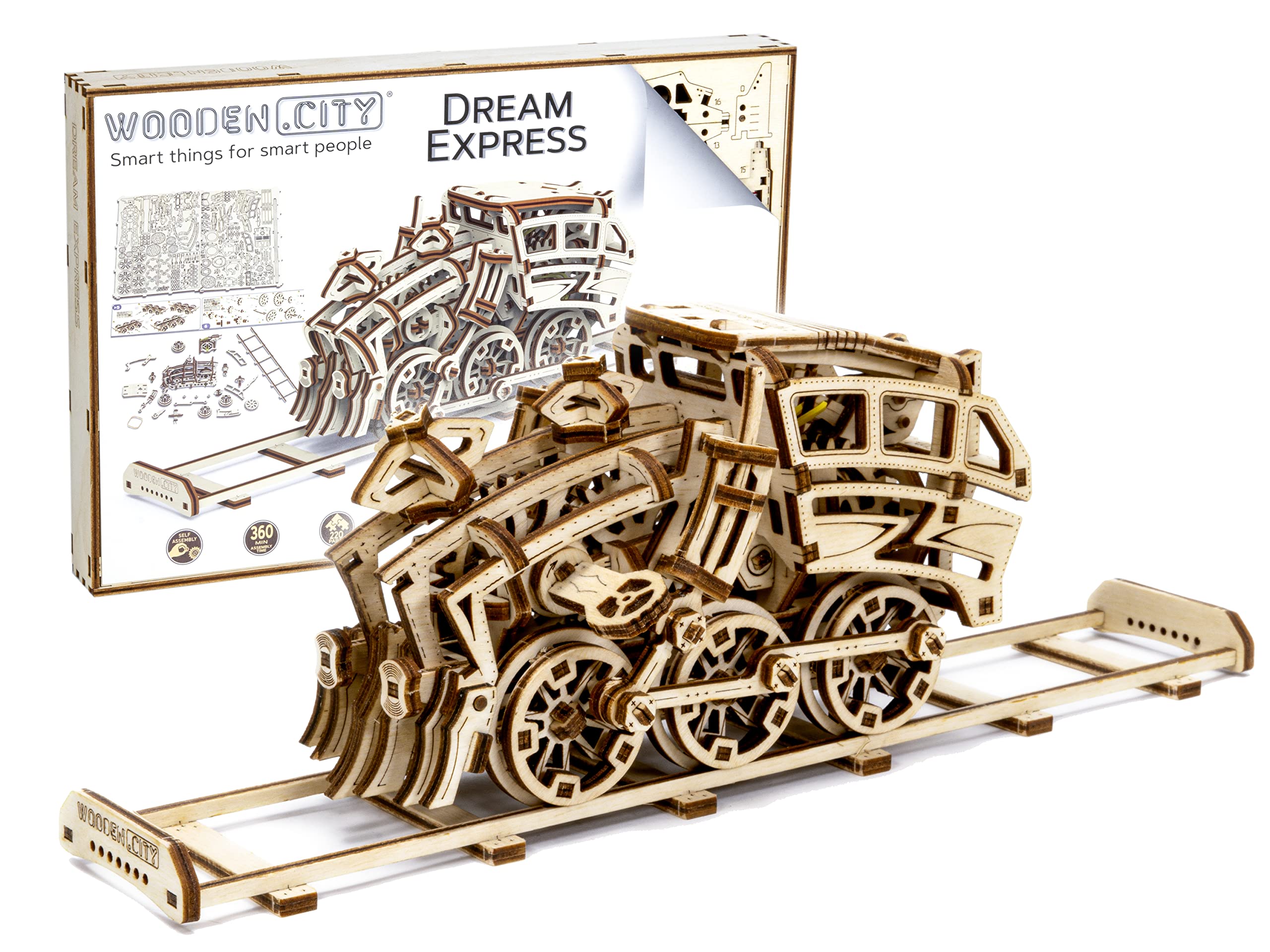 WOODEN.CITY Dream Express - Challenging 4/5 Difficulty Level Men's Gifts, 3D Puzzles, Wooden Puzzles for Adults, 6-Hour Assembly, 1:40 Model Scale, Wood Mechanical Model Kits, 3D Train Puzzle