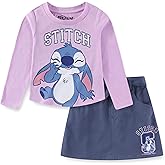 Disney Lilo & Stitch Girls Long Sleeve Shirt and Twill Skirt Set for Big Kids