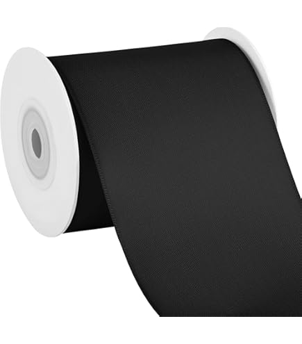 3 Inch Wide Grosgrain Ribbon - 5 Yard Spool Black Craft Ribbon Made In USA