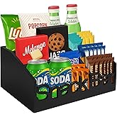 ADDFIT HOUSE Snack Bar Organizer – Black 5 Compartment Station, Countertop Pantry Organizer for Kitchen, Office Food Holder, Candy Storage Bin, Display Stand, Cabinet Tray & Shelf