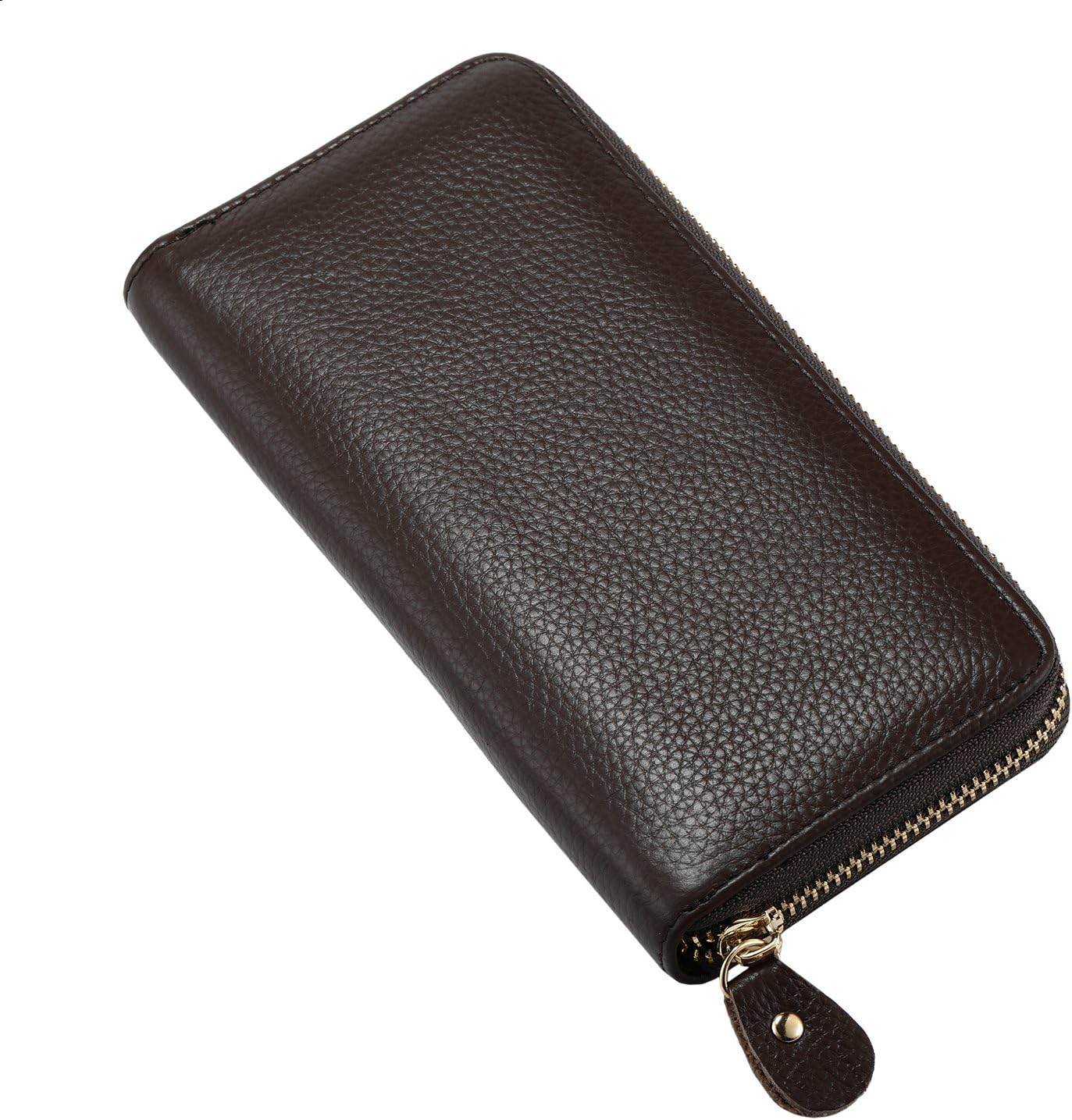 Leather Purse Wallet for Women Coins Notes Cards compartments with Zip Dark Brown