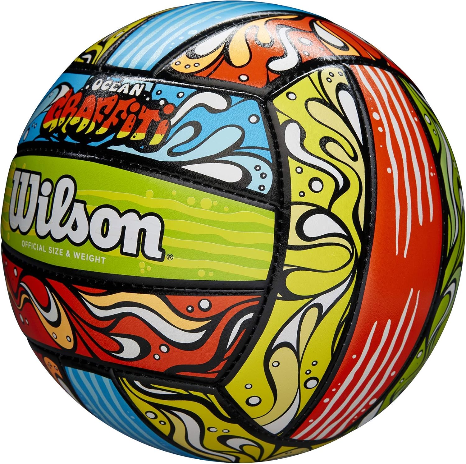 Wilson Graffiti Volleyball - Green/Orange/Blue (WTH40119ID) : Sports & Outdoors