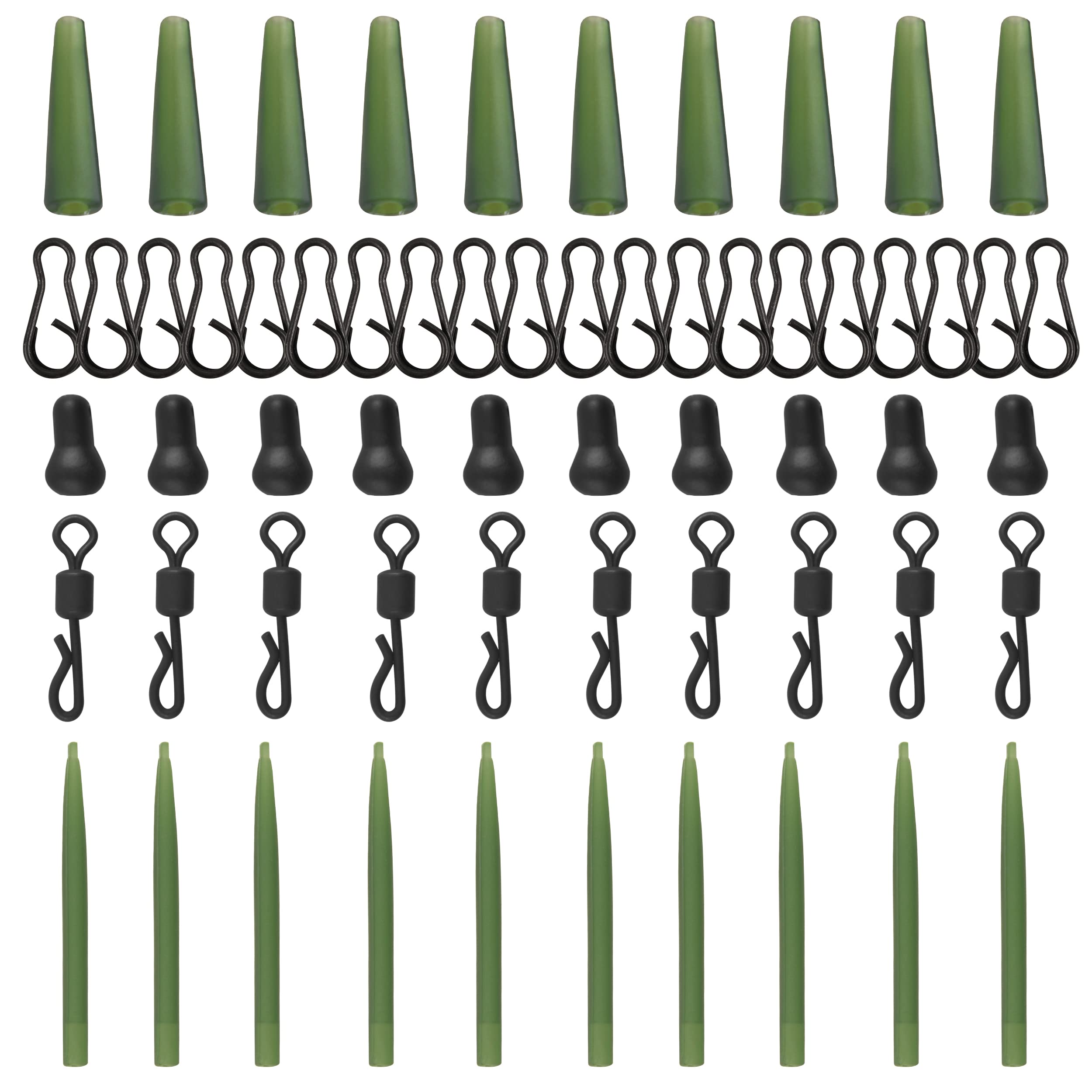 Carp Fishing Terminal Tackle Quick Change Swivel D Rig Aligners Hook Sleeves Rubber Tip Tube Anti Tangle Sleeves for Carp Hair Rig Fishing Accessory Equipment (Type B-60pcs)