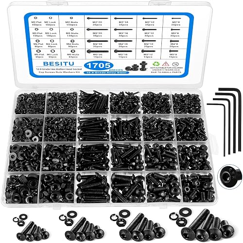 Besitu 1705 Pcs Machine Screw Assortment Kit, M2 M3 M4 M5 Metric Bolts ...