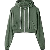 GIVON Womens Cropped Zip Up Hoodie Lightweight Slim Fit Long Sleeve Hooded Sweatshirts Crop Tops