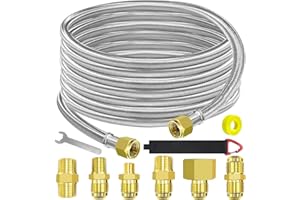 MEFUN 24 Ft High Pressure Braided Propane Hose Extension with Conversion Coupling: 3/8" Flare to 1/2" Female, 1/4" Male, 1/8" NPT Male, for BBQ, Fire Pit,Heater