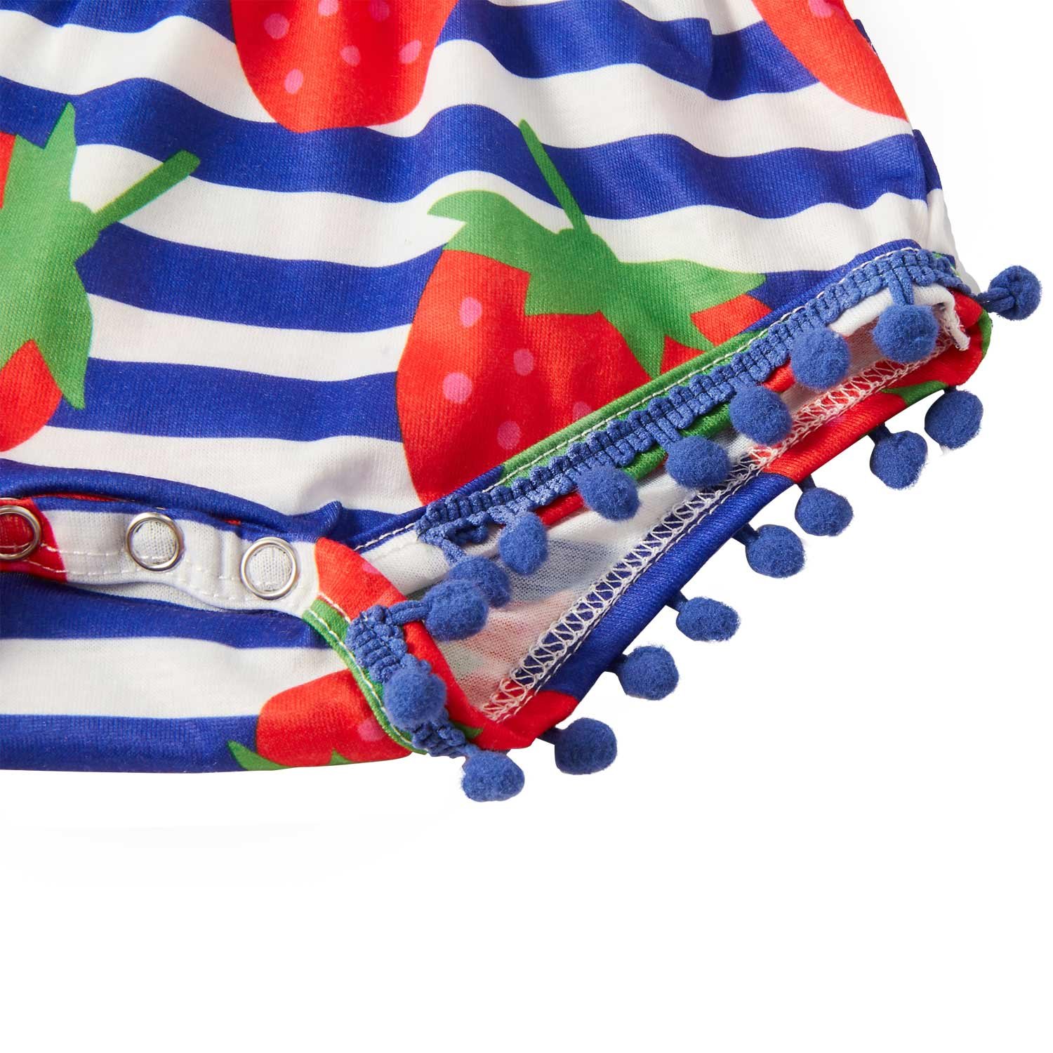 Leapparel Little Kids Jumpsuit Romper Baby Girl Short Sleeve Outfit Jump Suit Baby Boys Stripe Body Suit 100% Cutton Clothing,Strawberry,6-12 Months (Size 90)