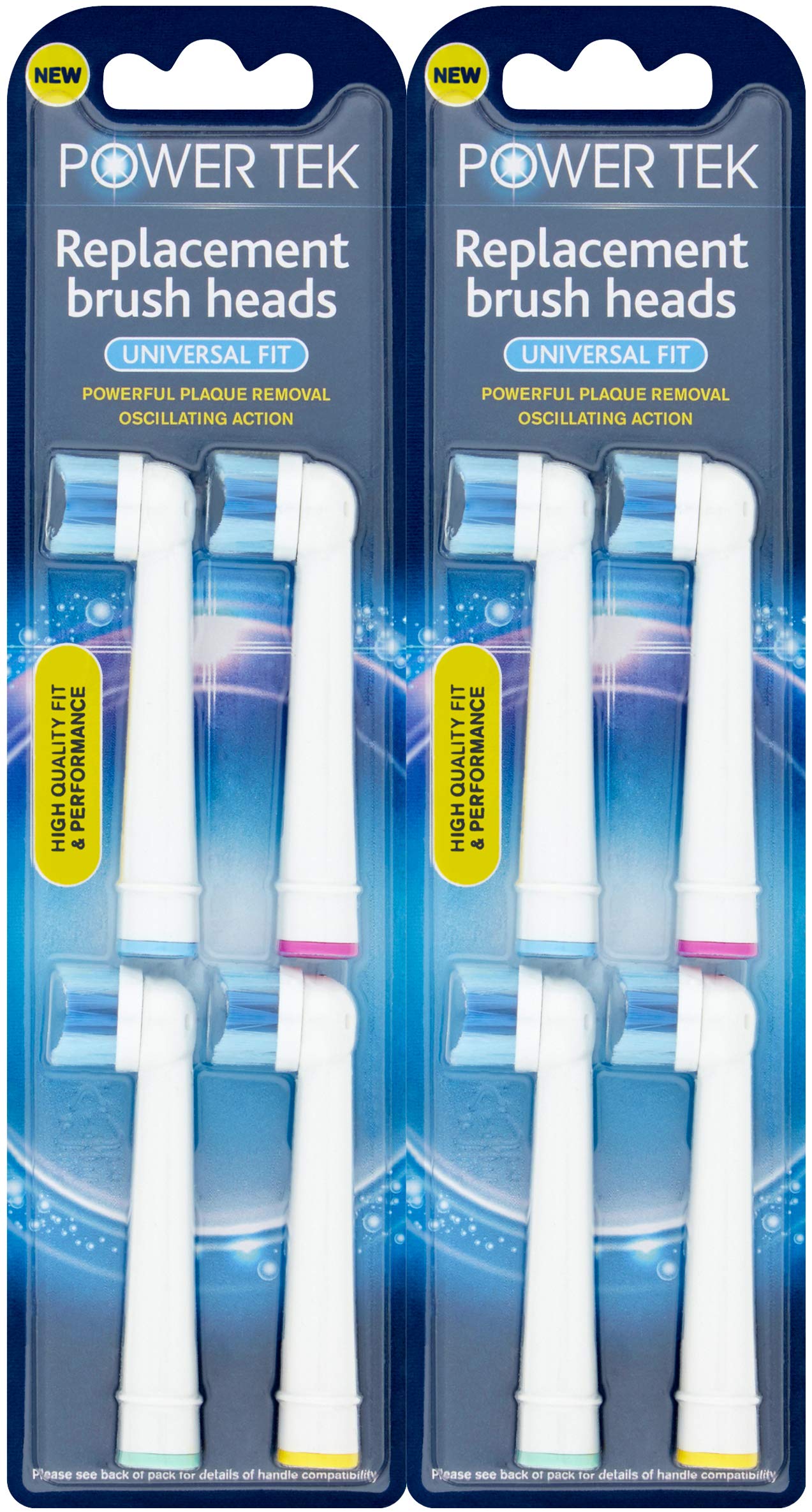 Power TEK - 8 Pack Oral-B Compatible Replacement Brush Heads by Wisdom