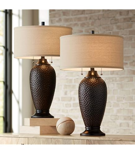 Franklin Iron Works Picket 28\" Tall Industrial Farmhouse Rustic Modern Table Lamps Set Of 2 USB...