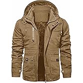 EKLENTSON Men's Winter Coat Fleece Lined Military Jacekt Thick Cotton Parka Jacket Warm Cargo Jacket Work Coat with Hood