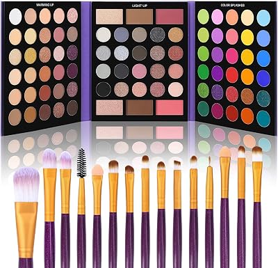 UCANBE 86 Colors Nude Eyeshadow Palette with 15 Brushes Set