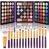 UCANBE 86 Colors Nude Eyeshadow Palette with 15pcs Makeup Brushes Set, Matte Glitter Long Lasting Highly Pigmented Waterproof Colorful Eye Shadow Contour Blush Powder Highlighter All in One