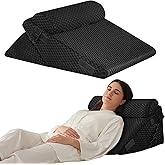 Ruqmuis 3PCS Wedge Pillow Set for After Surgery, Adjustable 9&12 Inch Bed Wedge Pillow for Sleeping, Incline Pillow Wedge for Headboard, Post Surgery, Acid Reflux, Neck&Back Support, Plush Black