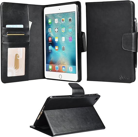 Amazon Ipad Mini 4 ケース 手帳型 レザー Arae カードポケット付き スタンド機能 オートスリープ カバー ブラック 家電 カメラ オンライン通販