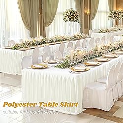 Partisky Light Ivory Pleated Ruffle Table Cloth for