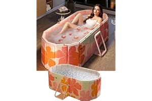 LoMoTive Portable Bathtub Ice Bath Tub - Foldable Collapsible Bathtub for Adult Shower Bathroom Hot SPA Soaking Cold Plunge Tub Freestanding Bathtub 47"Lx22"Wx20"H Pink