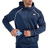 BROKIG Men's Stripe Running Jacket with Zipper Pocket, Windbreaker Zip Up Workout Hoodie Men Athletic Gym Sweatshirts