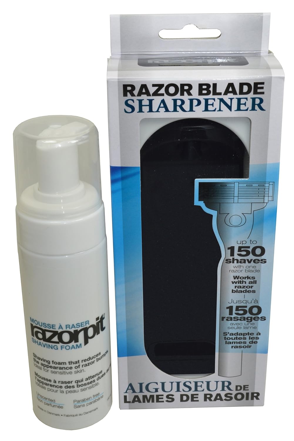 Razorpit Men's Razor Blade Sharpener + Razorpit Shaving Foam Set