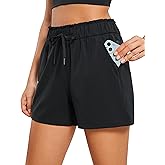 CRZ YOGA Womens 4-Way Stretch Athletic Shorts High Waisted Comfy for Work Casual Workout Golf Hiking with Pockets