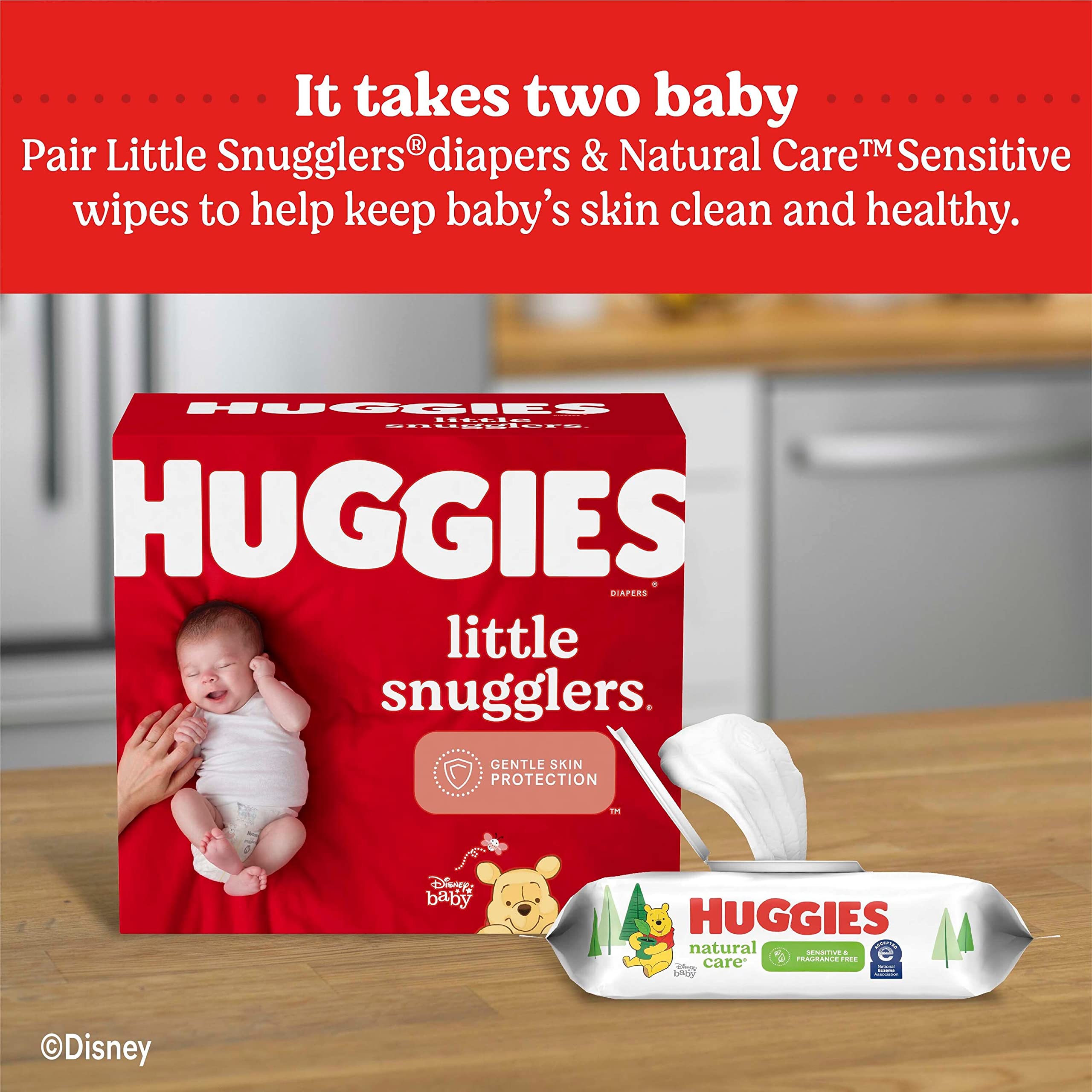 Huggies Natural Care Sensitive Baby Wipes, Unscented, Hypoallergenic, 99% Purified Water, 2 Refill Packs (352 Wipes Total)