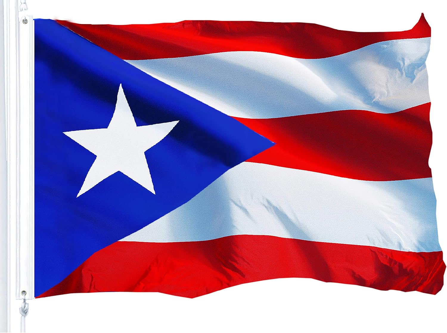 G128 &ndash; Puerto Rico (Puerto Rican) Flag | 3x5 feet | Printed 150D &ndash; Indoor/Outdoor, Vibrant Colors, Brass Grommets, Quality Polyester, Much Thicker More Durable Than 100D 75D Polyester