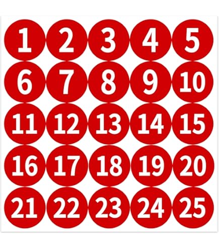 Amazon.com: 1-25 Consecutive Number Stickers, 1.2IN Self Adhesive