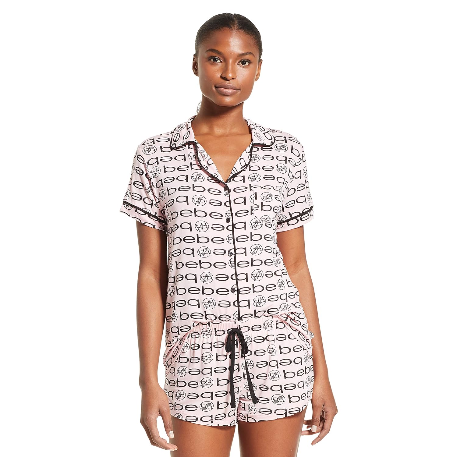 Buy Bebe Womens Pajama Sets Button Down Shirt And Shorts Sleepwear Lounge Pj Sets Light Pink Small At Amazon In