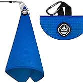 Magnetic Golf Towel with Carabiner Clip, Microfiber Waffle Design - Industrial Strength Magnet for Strong Hold to Golf Bags, Carts & Clubs - Blue